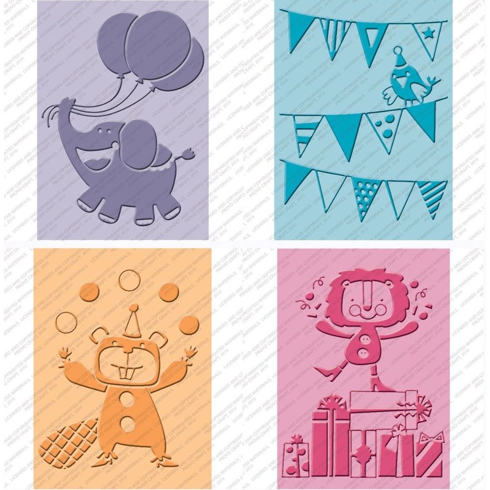 Cuttlebug 4-pc embossing folders - BIRTHDAY BASH